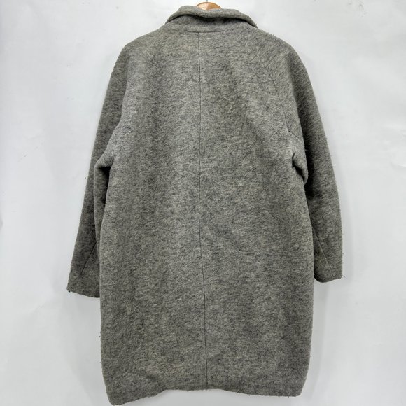 SAMSOE & SAMSOE Women's Designer Gray Front Button Long Pea Coat Oversized M - Picture 7 of 10